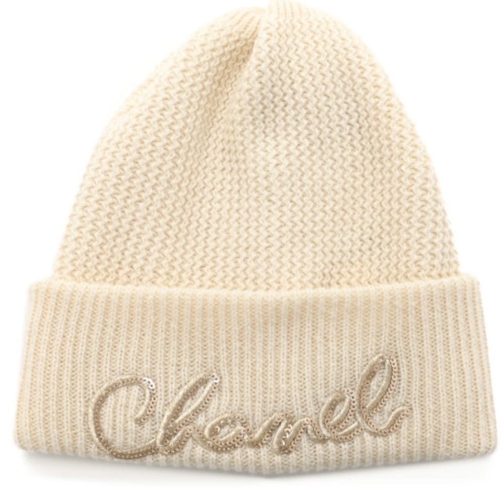 Chanel Cashmere logo beanie